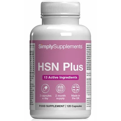 SIMPLY SUPPLEMENTS Hair Skin Nails Plus (HSN) * 120 Capsules * High Strength * Improved Formula