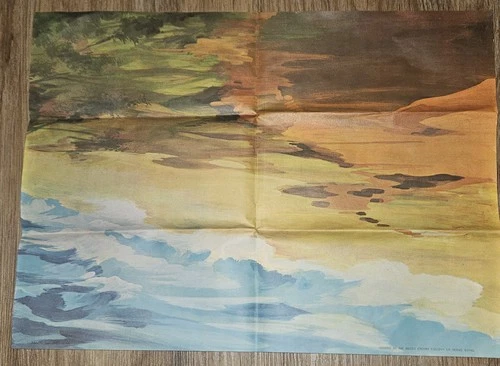 1963 Marx Sands of Iwo Jima Playset WWII Paper Battlefield 20"x 15" Great! Rare