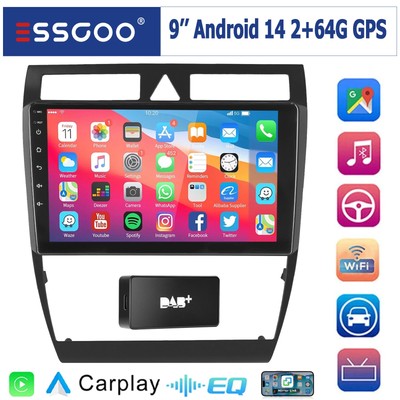2+64G Android 14 DAB GPS Navi WIFI BT  Autoradio für Audi A6 C5 S6 RS6 1997-2004