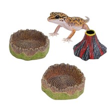 Small Reptile Feeding Dish 2Pack Gecko Food Water Dispenser Worm Bowl with Resin