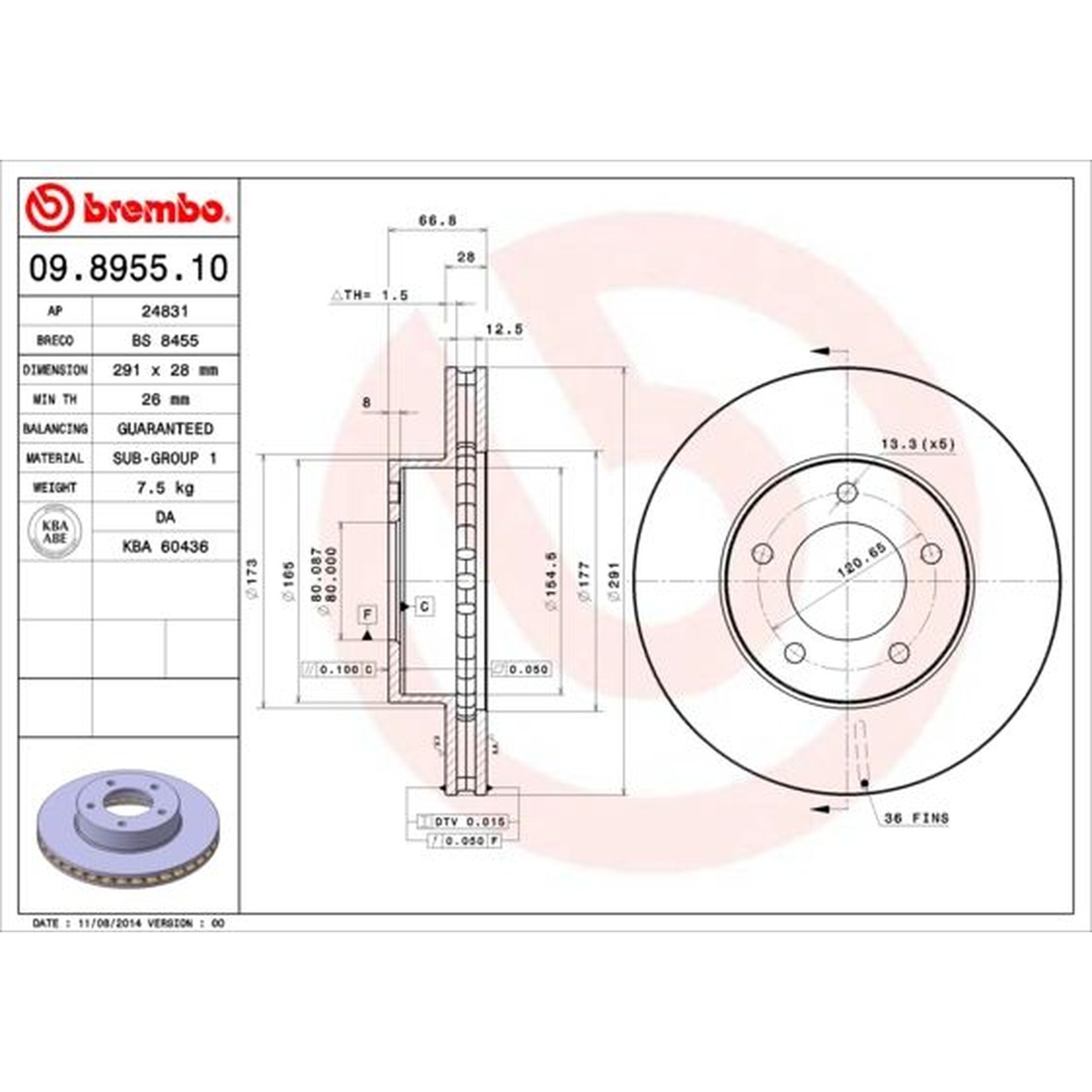2x Brake Discs Pair Vented fits JAGUAR XJ XJ40 6.0 Front 93 to 97 291mm Set New - Image 12
