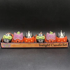 Vintage Halloween Scaredy Cats Tealight Candle Set Of 6 2001 Boston Warehouse