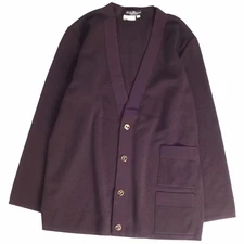 Salvatore Ferragamo Cardigan Knit Wool Top for Women L Purple Used MOLO-0
