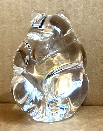 Steuben Glass 3" H Bear Hand Cooler Paperweight  no Original Box
