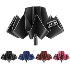 Ultimate Windproof Inverted Travel Umbrella 8 Rib 11.8 inches, A1.1.Black