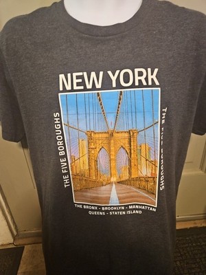 Aeropostale New York Graphic T-Shirt Five Boroughs Crew Neck Tee Mens L