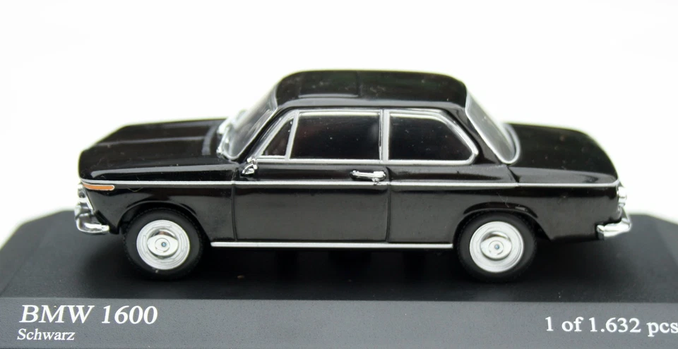 BMW 1600-2 (1602) tipo 114 año 1966-1971, negro, modelo Minichamps EN M.1:43 Foto 4 de 4