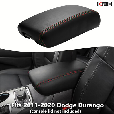 Fits 2011-2020 Dodge Durango Black Leather Armrest Console Lid Cover