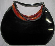Bobbie Jerome Vintage Handbag Purse Black Patent Leather, Mid Century, MCM