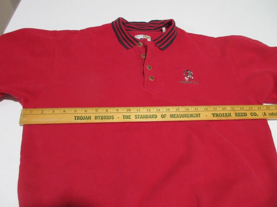 Sz L VINTAGE Cutter & Buck Red Golf Polo Sweatshirt Mens Embroidered 1/4 Button - Image 4 of 4