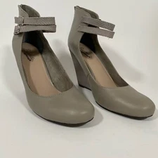 Saychelles Heritage Ankle Strap High heel wedge Gray Women size 8.5