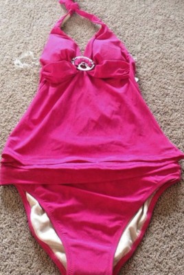 profile hot pink magenta Swimsuit Tankini Swim Top bottom Size