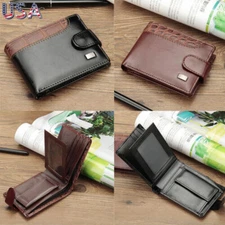 Men Leather Bifold Wallet Credit Card Holder with Flap Change Pocket Coin Purse