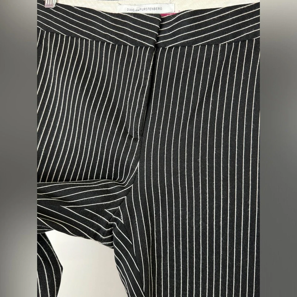 Pantalón Diane Von Furstenberg Negro Blanco A Rayas Trabajo Oficina Talla 6 Foto 3 de 4