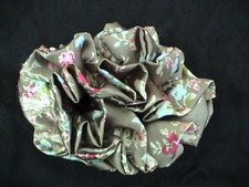 OLIVE GREEN SILKY FLORAL SCRUNCHIE - PRETTY UNIQUE NEW