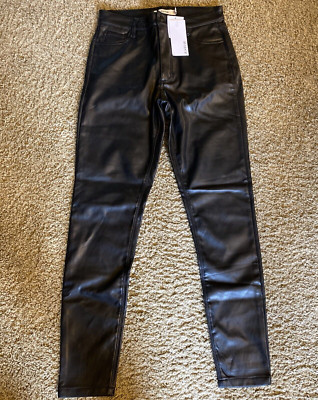 JustFab Just Fab Black Faux Leather, Skinny Jeans Pants,  Size 27, New With Tags