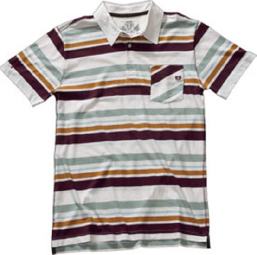 Новая рубашка-поло Planet Earth Clarence S/S, мужская, приталенная, в среднюю бордовую полоску