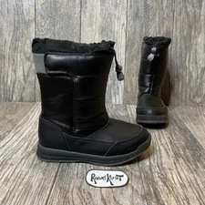 LANDS' END Black w/ Silver Reflective Snow Winter Boots Black Silver Youth 2M