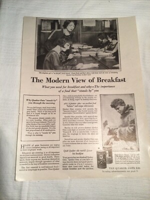 1928 Quaker Oats Cereal Vintage Print Ad The Modern View Of Breakfast - B