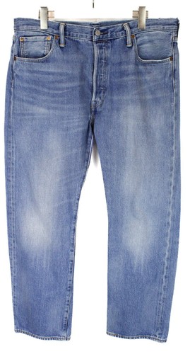 Levi's 501 Hommes Jeans W36/L30 Moustaches Délavé Bouton Mouche Bleu Denim - 第 1/10 張圖片