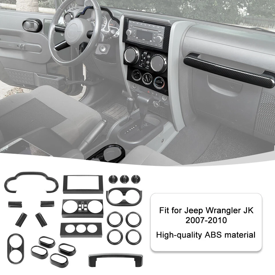 For Jeep Wrangler JK 2007-10 36x Interior Decoration Cover Trim Kit Carbon fiber - Image 3 of 4
