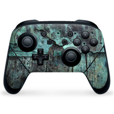 Nintendo Switch Pro Controller Skin Decal Vinyl Wrap - Patina Metal Wood Blue