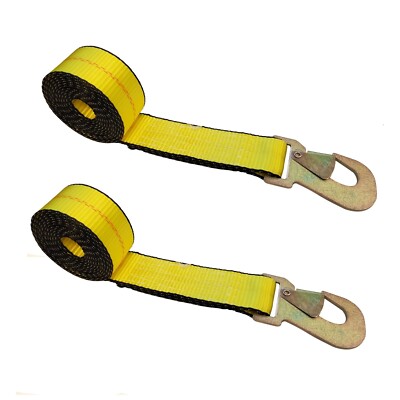 2 Pack 2'' x 10' Wheel Lift Strap w/ Flat Snap Hook for Rollback Tow Truck Dolly