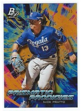 NICK PRATTO 2018 Bowman Platinum ORANGE #/25 Royals 8 RANGERS Prismatic Prodigie