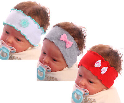 Haarband Baby Kinder Marine Weiß Blume Taufe Stirnband Kopfband Ohrschutz ab0M 