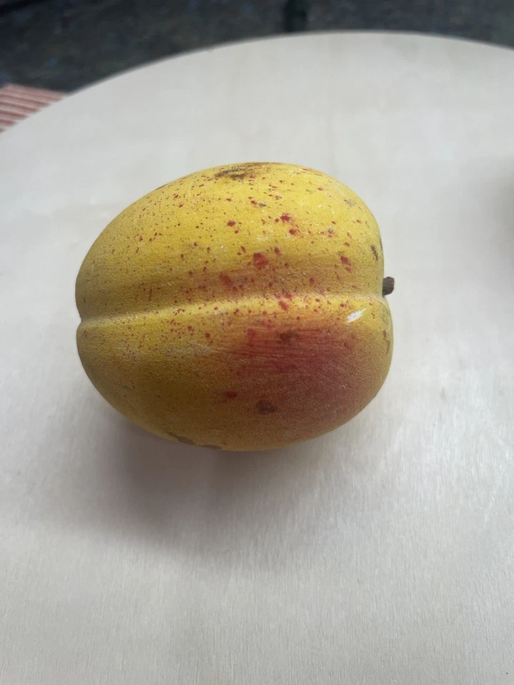 Early Vintage Antique Italian Alabaster Stone Fruit Yellow Peach Old Patina  - Image 2 of 4