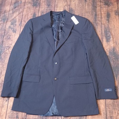 Brooks Brothers 346 Stretch 100% Wool Blazer 41L Navy Pinstripe Jacket