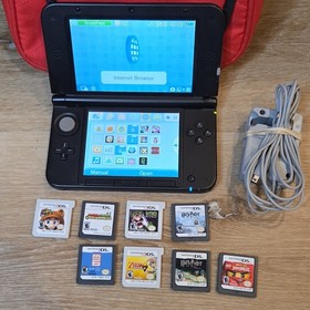 Nintendo 3DS XL Red/Black Console Bundle 8 Games & Carry Case FREE SHIPPING