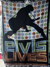 Elvis Lives Colorful 50X60 Throw Blanket Good Used Condition