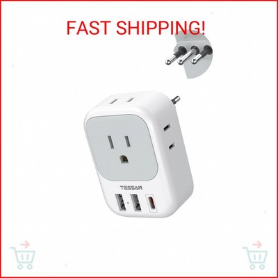 Italy Travel Plug Adapter PD 20W, TESSAN Type L Adapter for Travel with 4 Outlet