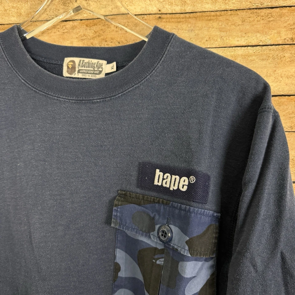 A Bathing Ape Navy Camo Crewneck Sweatshirt XL - Image 2 of 4