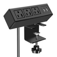 3 Outlet Desk Clamp Power Strip with USB Ports, Desktop Power Strip Surge Pro...