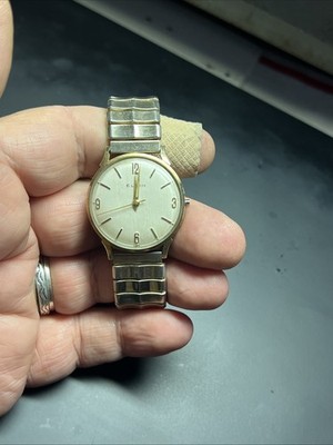 Vintage Elgin Manual Wind 32mm Dress 10K RGP Bezel Unique Dial Design WORKS fix