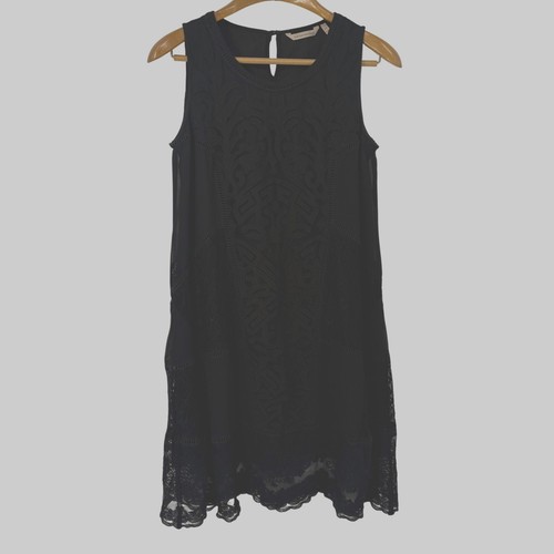 Soft Surroundings Black Lace Embroidered Sleeveless Shift Dress PM Whimsigoth