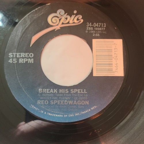 R.E.O. Speedwagon ~ Can't Fight This Feeling/ Break His Spell ~ 45 RPM Record - Picture 4 of 4