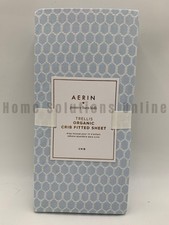Pottery Barn Kids AERIN Trellis Organic Percale Crib Fitted Sheet Blue 9927K