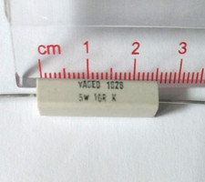 1 pc, 10 ohms, 5W, wirewound axial power resistors. PSP500KR-10R