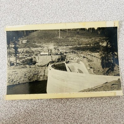 Industrial Dam Construction 1940s Snapshot Photograph Infrastructure Engineering