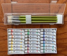 Watercolors Set 24 colors AND Paint Brushes Set 6 brushes BRAND NEW