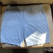 johnnie-O Light Blue Flat Front Button Solid Men's Shorts Regular