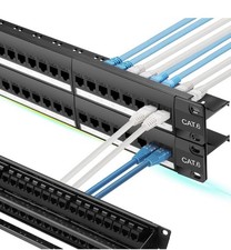 48 Port Cat6 Patch Panel Toolless Termination Gold Plated Keystone Ethernet