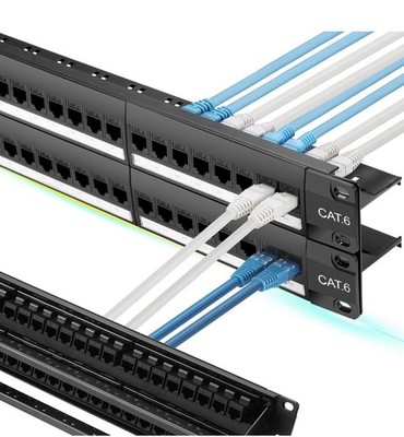 48 Port Cat6 Patch Panel Toolless Termination Gold Plated Keystone Ethernet