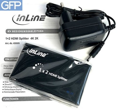 1x2 HDMI Splitter 4K 2K - INLINE 65009 - NEU!