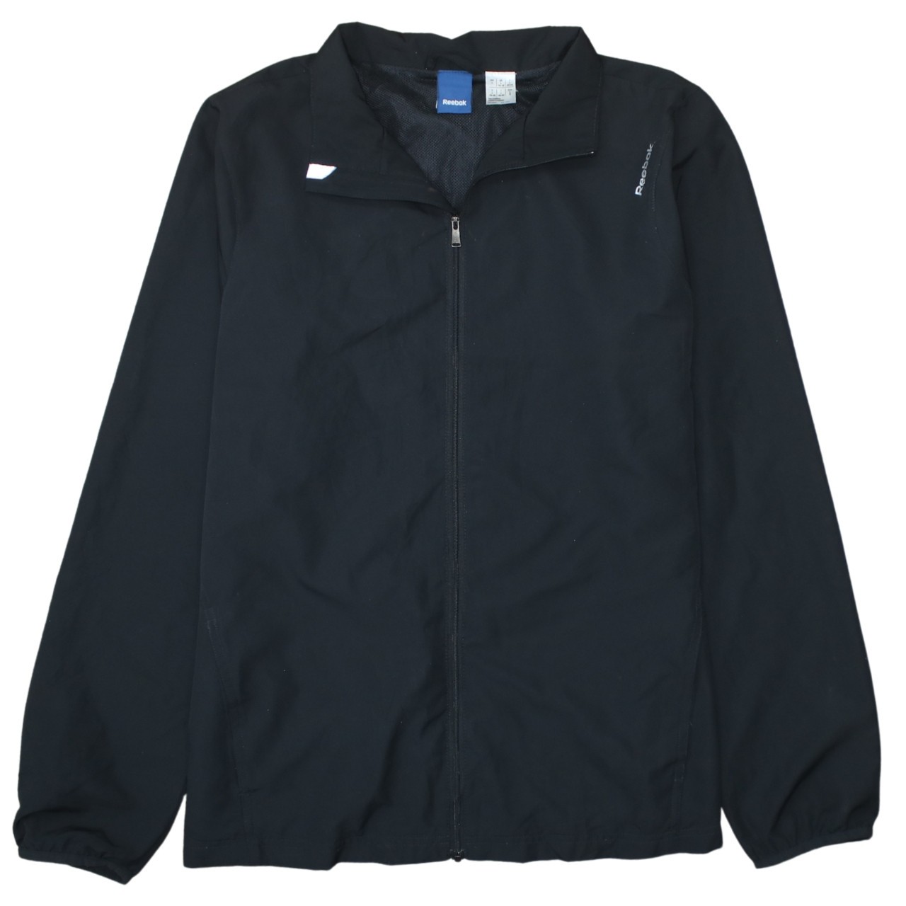 Reebok Womens Windbreaker Jacket Black Full Zip Lightweight Mesh Lined Sports L