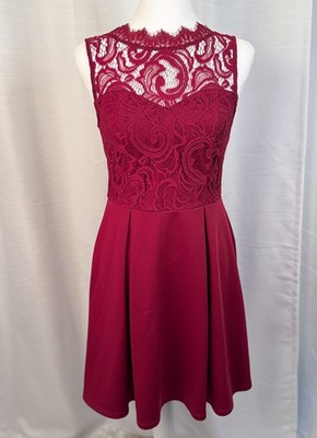 Francesca s Red Lace Bodice Mini Dress Women s Small Formal Wedding Party Sz S