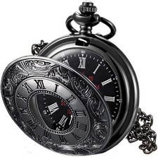 Vintage Pocket Watch for Men with Roman Numerals and Chain, 1Pc